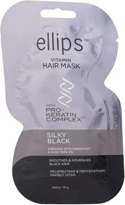 Маска для волосся Шовкова ніч з про-кератиновим комплексом Ellips Hair Mask Silky Black 20 г 28 фото