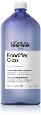 Шампунь для сяйва волосся пофарбованого у відтінки блонд L'Oréal Professionnel Blondifier Gloss Shampoo 1500 мл 1761362823 фото
