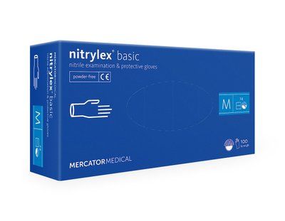 Рукавички нітрилові Nitrylex Basic сині M 50 пар 4015110000 фото