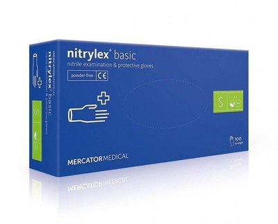 Рукавички нітрилові Nitrylex Basic сині S 50 пар 4015110000 фото