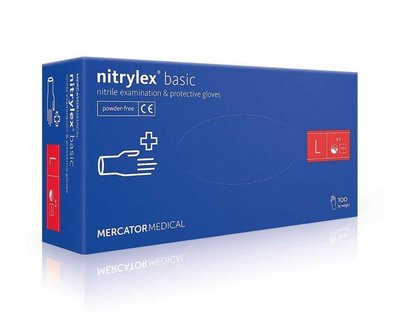 Рукавички нітрилові Nitrylex Basic сині L 50 пар 4015110000 фото