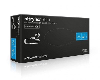 Рукавички нітрилові Nitrylex Black чорні M 50 пар 4015110000 фото