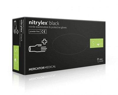 Рукавички нітрилові Nitrylex Black чорні S 50 пар 4015110000 фото