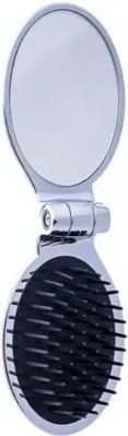Щетка для волос с зеркальцем Janeke серебряная черная серединка CRSP03 фото