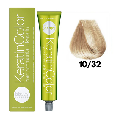 10/32 Крем-фарба для волосся безаміачна BBCOS Keratin Color блондин екстра світлий мідний 100 мл 10/32К фото