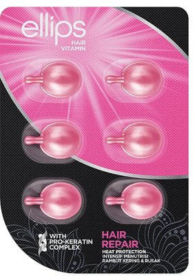 Витамины для волос Восстановление Волос Ellips Hair Vitamin With Pro-Keratin Complex 6 шт x 1 мл розовые 9 фото