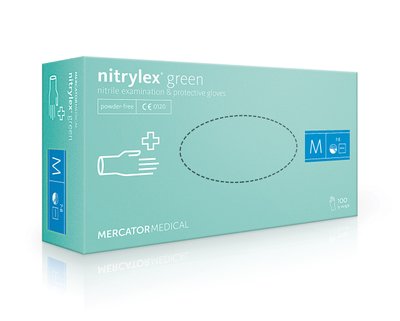 Рукавички нітрилові Nitrylex Green м'ятні M 50 пар 1774519613 фото