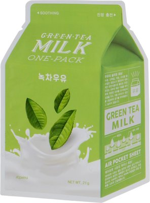 Маска тканинна з екстрактом зеленого чаю A'pieu Milk Green Tea Milk One-Pack 1942385116 фото