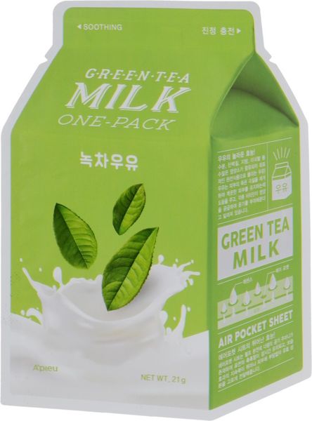 Маска тканинна з екстрактом зеленого чаю A'pieu Milk Green Tea Milk One-Pack 1942385116 фото
