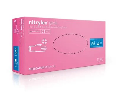Перчатки нитриловые Nitrylex Pink розовые M 50 пар 1774519615 фото