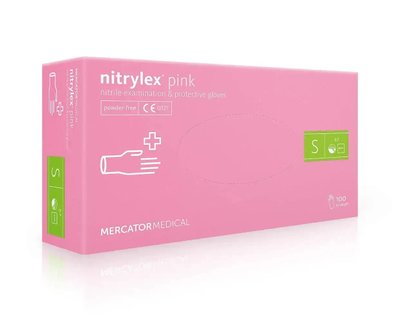 Рукавички нітрилові Nitrylex Pink рожеві S 50 пар 1774519616 фото