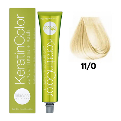 11/0 Крем-фарба для волосся безаміачна BBCOS Keratin Color блондин дуже світлий 100 мл 11/0К фото