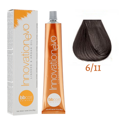 6/11 Крем-фарба для волосся BBCOS Innovation Evo блондин темний інтенсивний попелястий 100 мл 6/11E фото