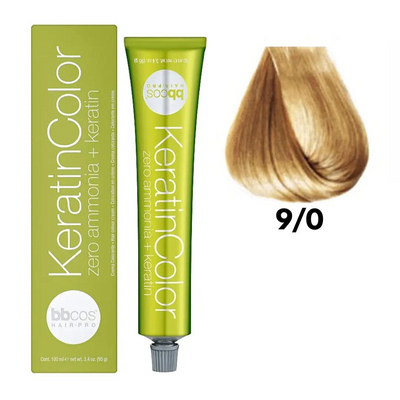9/0 Крем-фарба для волосся безаміачна BBCOS Keratin Color блондин дуже світлий 100 мл 9/0К фото