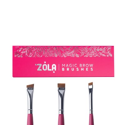 Набір пензликів для фарбування брів Zola Magic Brow малиновий 04951 фото