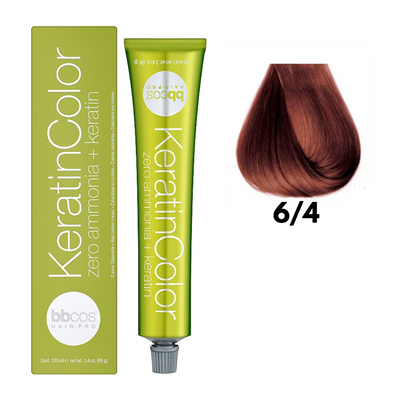 6/4 Крем-фарба для волосся безаміачна BBCOS Keratin Color блондин темний золотий 100 мл 6/4К фото
