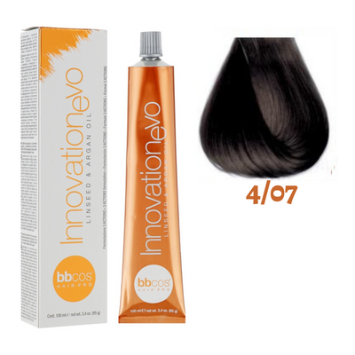 4/07 Крем-фарба для волосся BBCOS Innovation Evo каштановий натуральний тютюновий 100 мл 4/07E фото