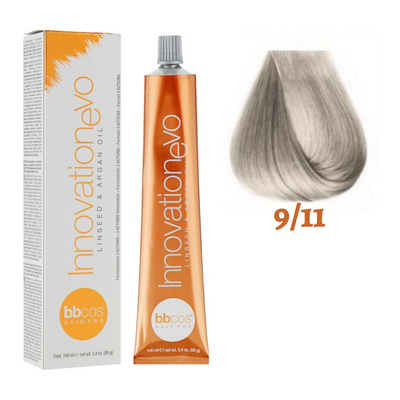 9/11 Крем-краска для волос BBCOS Innovation Evo блондин очень светлый интенсивный пепельный 100 мл 9/11E фото