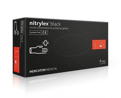 Рукавички нітрилові Nitrylex Black чорні L 50 пар 4015110000 фото