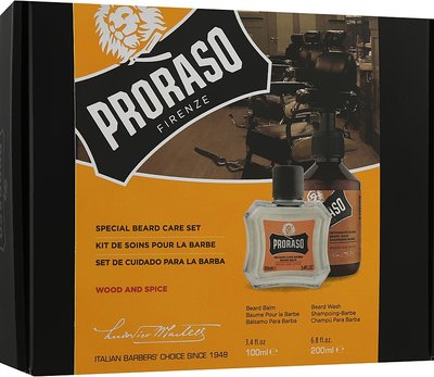 Подарунковий набір для гоління Proraso (шампунь та бальзам Wood & Spice) 1942385165 фото