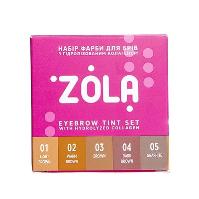 Набір фарб для брів з окисником у саше Zola Eyebrow Tint With Collagen 5x5 мл (5 кольорів) 04969 фото