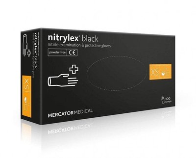 Рукавички нітрилові Nitrylex Black чорні XS 50 пар 4015110000 фото