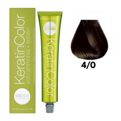 4/0 Крем-краска для волос безаммиачная BBCOS Keratin Color каштановый натуральный 100 мл 4/0К фото