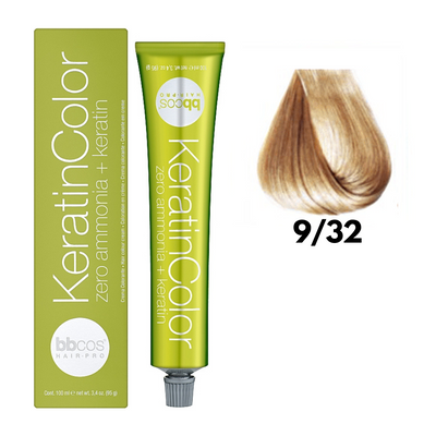 9/32 Крем-краска для волос безаммиачная BBCOS Keratin Color блондин очень светлый медовый 100 мл 9/32К фото