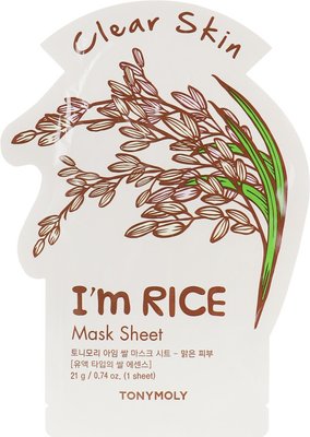 Маска тканева для обличчя з екстрактом рису Tony Moly I'm Real Rice Mask Sheet Clear Skin 21 мл 1942385108 фото