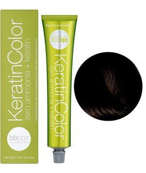 4/00 Крем-фарба для волосся безаміачна BBCOS Keratin Color каштановий натуральний інтенсивний 100 мл 4/00К фото