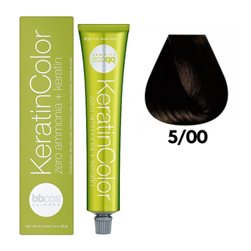 5/00 Крем-фарба для волосся безаміачна BBCOS Keratin Color каштановий світлий інтенсивний 100 мл 5/00К фото
