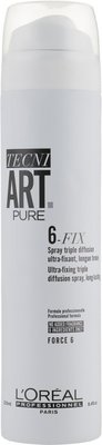 Спрей для ультрасильної фіксації L'Oreal Professionnel Tecni Art Pure 6-Fix Spray 250 мл 2112483222 фото