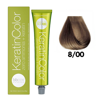 8/00 Крем-фарба для волосся безаміачна BBCOS Keratin Color блондин світлий інтенсивний 100 мл 8/00К фото