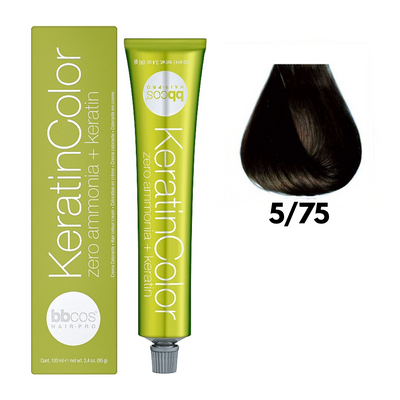 5/75 Крем-фарба для волосся безаміачна BBCOS Keratin Color каштановий світлий шоколадний 100 мл 5/75К фото