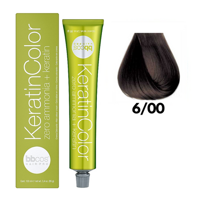 6/00 Крем-фарба для волосся безаміачна BBCOS Keratin Color блондин темний інтенсивний 100 мл 6/00К фото