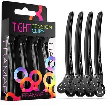 Затискачі для волосся плоскі металеві чорні Framar Tight Tension Clips Black 4 шт в уп 2242910461 фото