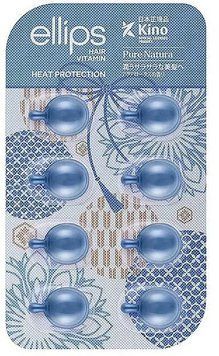 Вітаміни для волосся Сила Лотосу Ellips Hair Vitamin Heat Protection 8 шт x 1 мл сині 60 фото