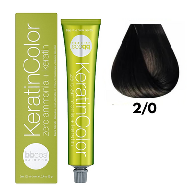 2/0 Крем-фарба для волосся безаміачна BBCOS Keratin Color коричневий 100 мл 2/0К фото