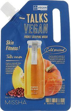 Ночная тканевая маска Missha Talks Vegan Squeeze Pocket Sleeping Mask Skin Fitness 10 г 1942385128 фото