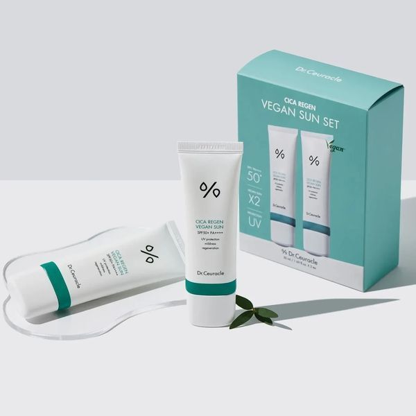 Набір сонцезахисних кремів з центелою Dr.Ceuracle Cica Regen Vegan Sun Set DUO 2 в 1 2576387369 фото