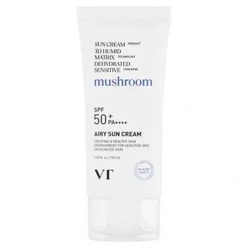 Солнцезащитный крем с ферментно-грибным комплексом и ниацинамидом VT Cosmetics Airy Sun Cream SPF50+ PA++++ 50 мл 3078703897 фото