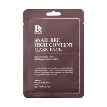 Маска с муцином улитки и ядом пчелы Benton Snail Bee High Content Mask 1 шт 2609238880 фото