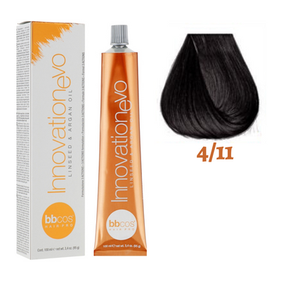 4/11 Крем-фарба для волосся BBCOS Innovation Evo каштановий натуральний інтенсивний попелястий 100 мл 4/11E фото
