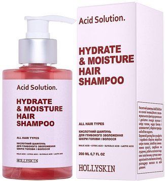 Кислотный шампунь для глубокого увлажнения кожи головы и волос Hollyskin Acid Solution 200 мл 2771088601 фото