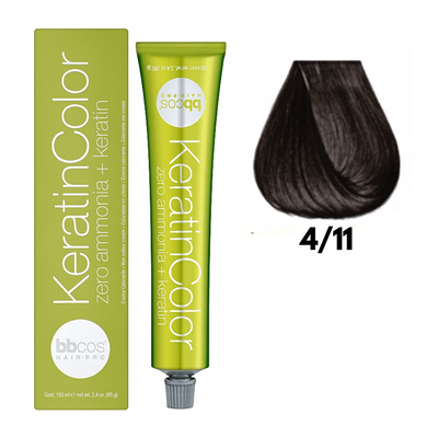 4/11 Крем-фарба для волосся безаміачна BBCOS Keratin Color каштановий натуральний інтенсивний 100 мл 4/11К фото