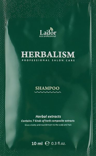Пробник шампунь с травяными экстрактами La'dor Herbalism Shampoo 10 мл 2106787666 фото