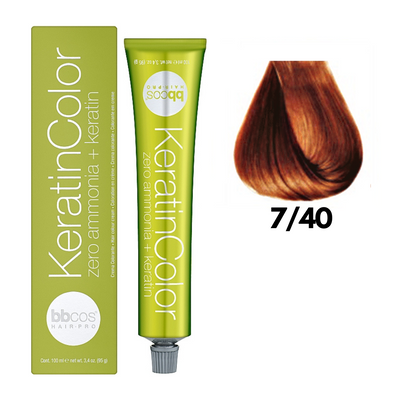 7/40 Крем-фарба для волосся безаміачна BBCOS Keratin Color мідний інтенсивний 100 мл 7/40К фото